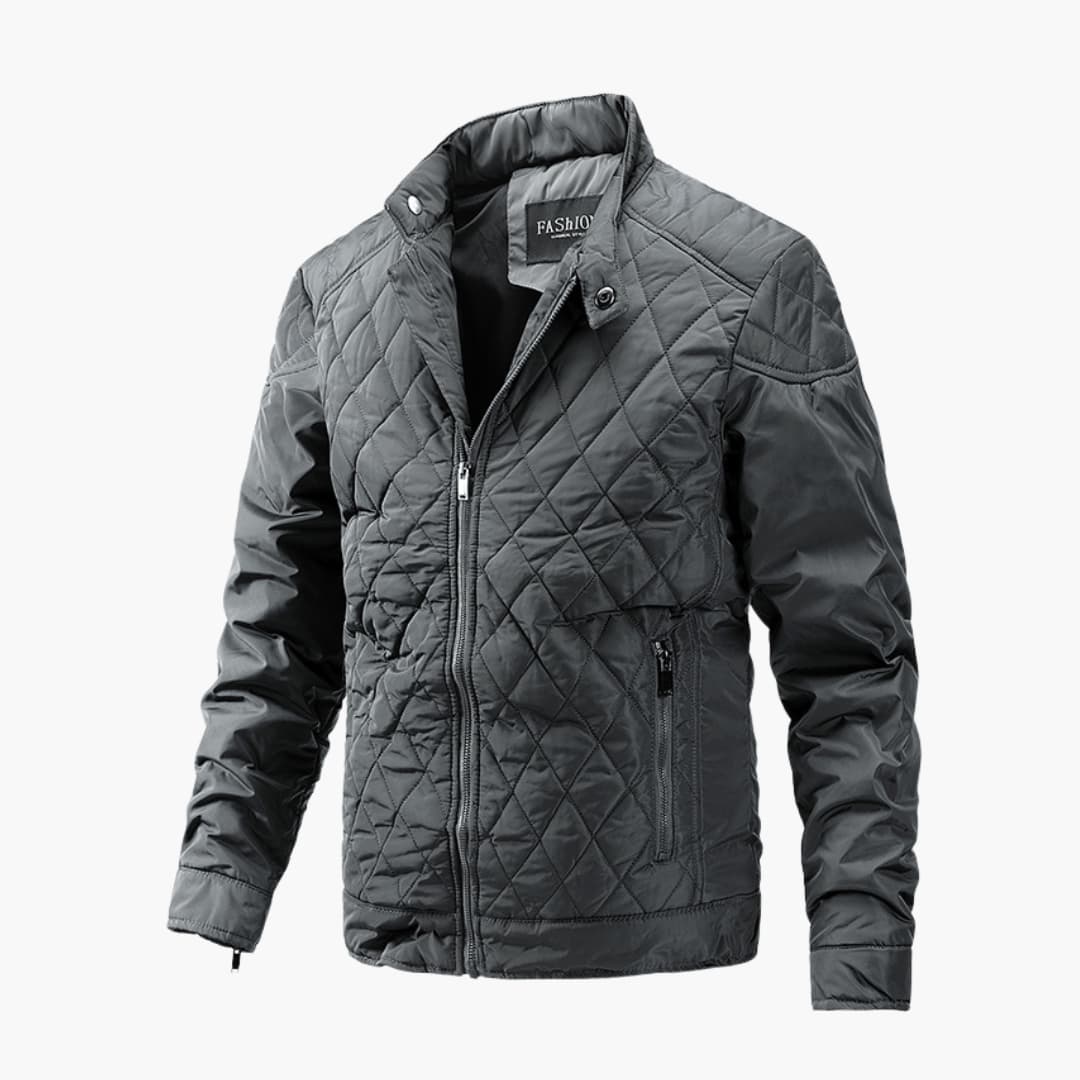 Lightweight Men's Quilted Jacket - Diamond, Insulated Gray - Tophatter Daily Deals