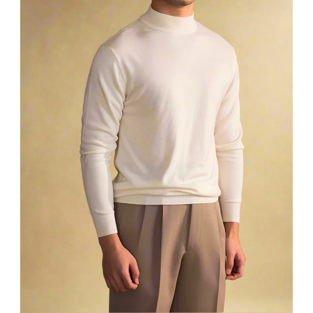 Soft Classic Men's Turtleneck Sweater - Fitted, Wool, Work White - Tophatter Daily Deals