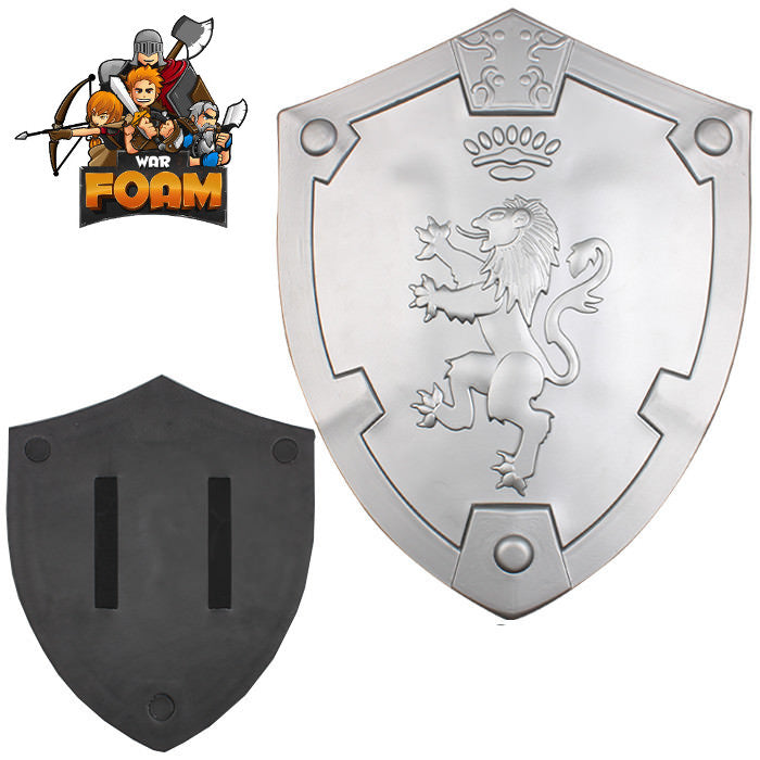 Silver Rampant Lion Bravery Medieval Battle Foam Cosplay Shield - Tophatter's Inc. Weapons Store Online Collectible Weapons - Tophatter Daily Deals