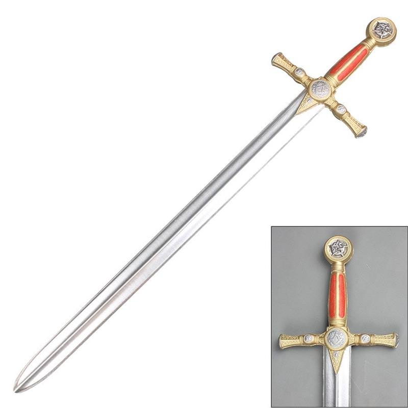 40" Classic Masonic Foam Sword with Metallic Chrome Blade Collectible Weapons - Tophatter Daily Deals