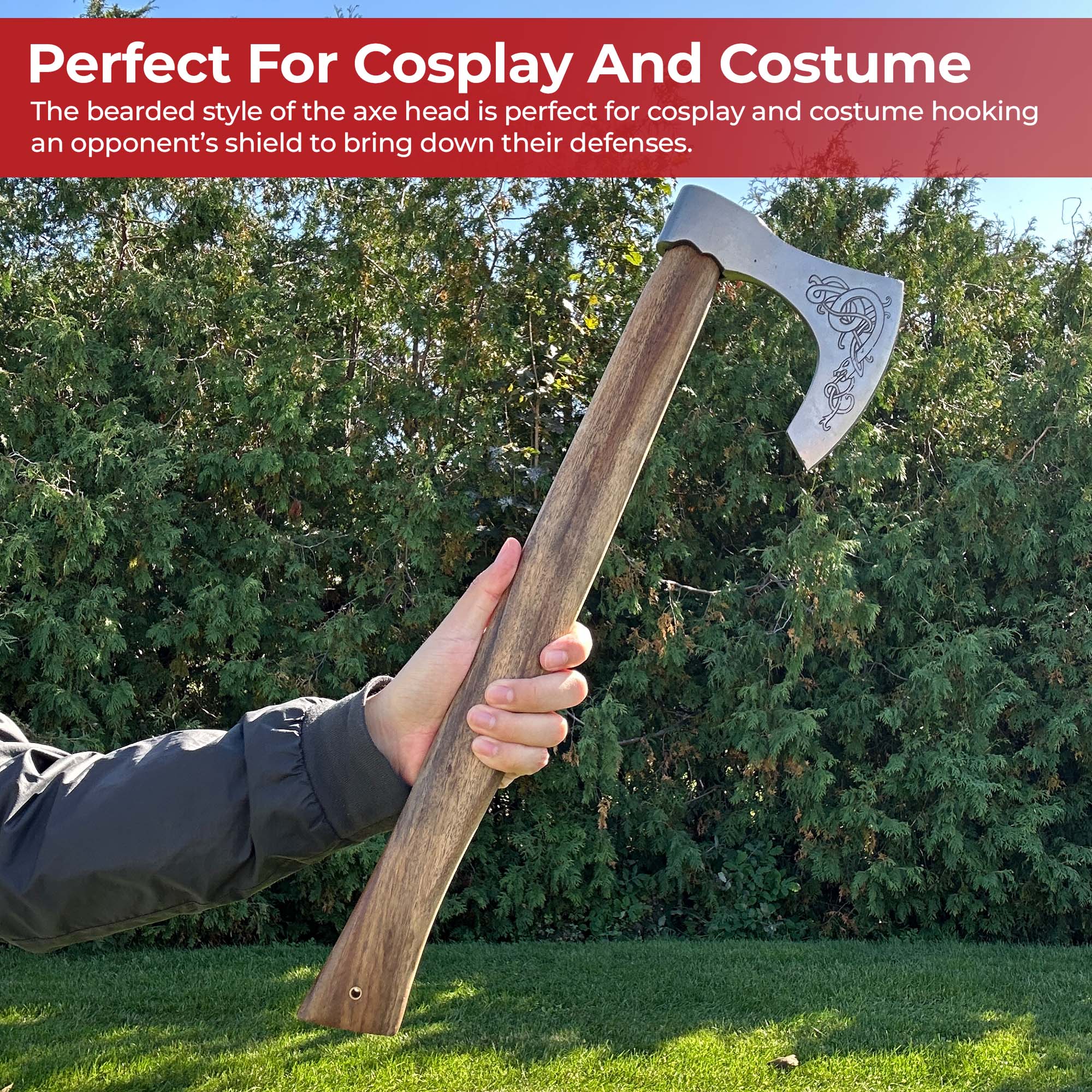 Warrior Shield Maiden Norse Viking Battle Axe | Plain Handle historical period - Tophatter Daily Deals