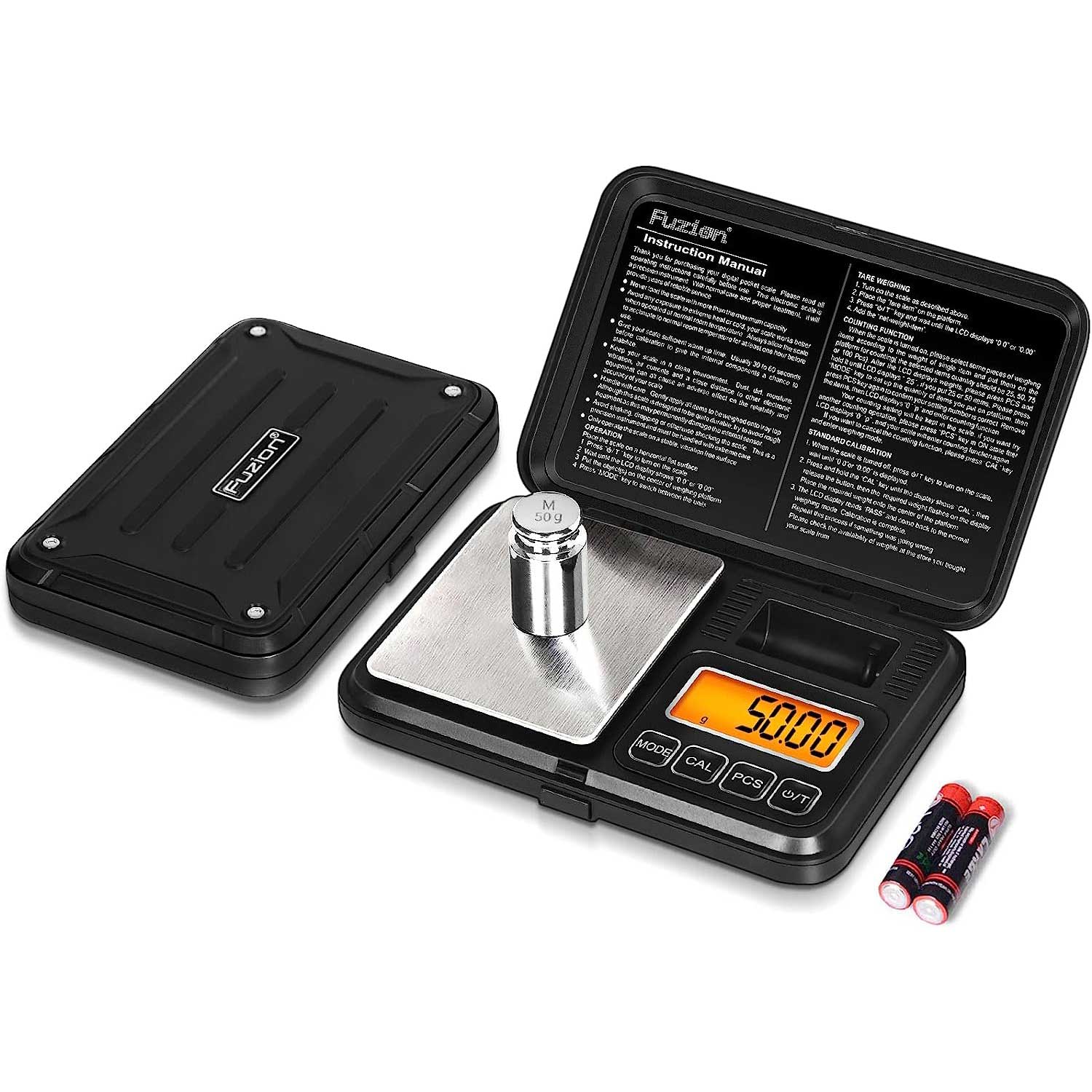 Fuzion Digital Pocket Scale 200g x 0.01g, with LCD Display with 50g Calibration Weight Collectible Weapons - Tophatter Daily Deals