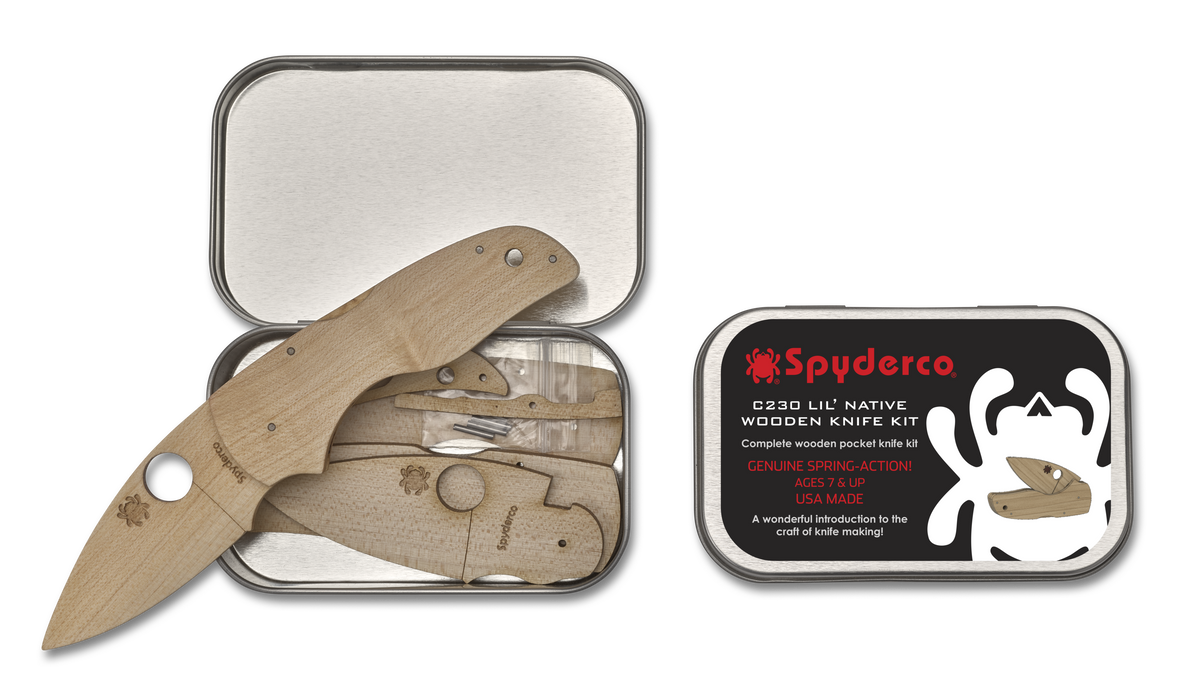 Spyderco Lil Native Wooden Knife Kit - WDKIT2 Knives - Tophatter Daily Deals