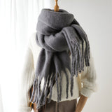Soft Women’s Scarf - Oversized Fringed Cashmere For Winter Gray - Tophatter Daily Deals