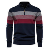 Soft Classic Men’s Zip Pullover - Striped Cotton Casual - Tophatter Daily Deals