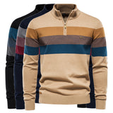 Soft Classic Men’s Zip Pullover - Striped Cotton Casual - Tophatter Daily Deals