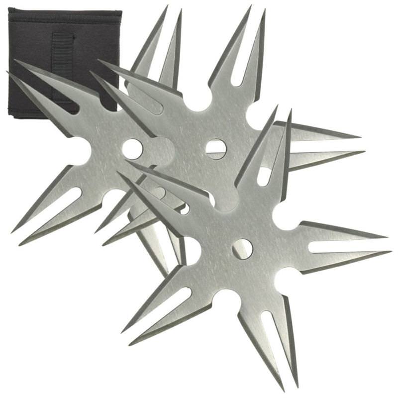 Silver Spinning Moon 3-Piece Throwing Star Set - Tophatter's Guns'N'Weapons Store Collectible Weapons - Tophatter Daily Deals