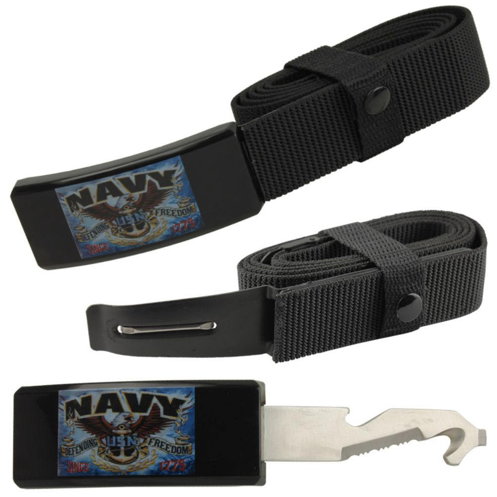 Navy Adjustable Nylon Covert Belt Knife Self Defense Hidden Blade - Tophatter's Guns'N'Weapons Store Collectible Weapons - Tophatter Daily Deals