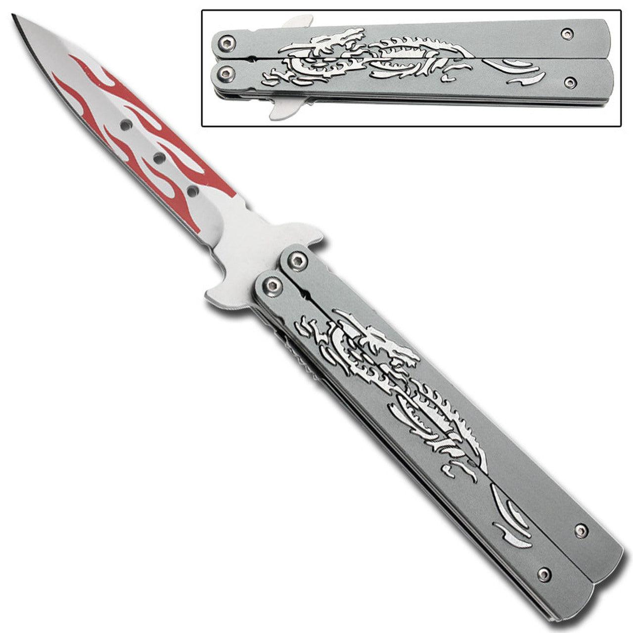 Dragon Flame Spring Assist Knife - Field Grey Knives - Tophatter Daily Deals