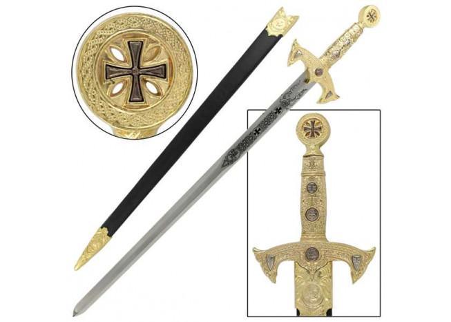 Knights Templar Medieval Replica Longsword - Gold swords - Tophatter Daily Deals
