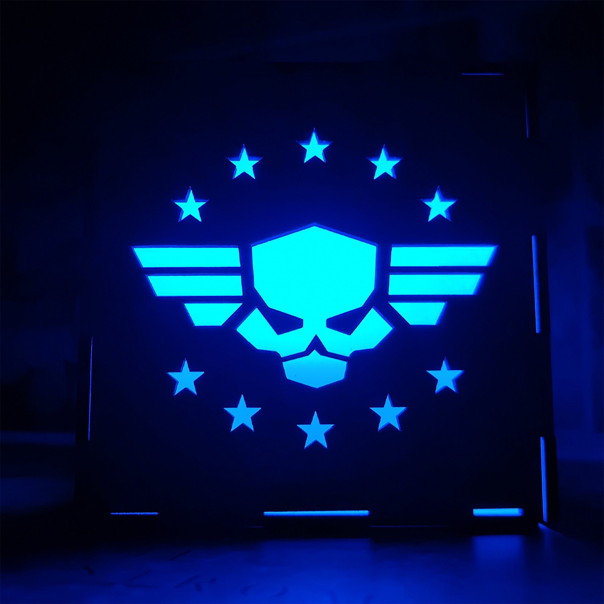 Winged Skull Badge Wood Cube Light Desk Decor - Tophatter Daily Deals