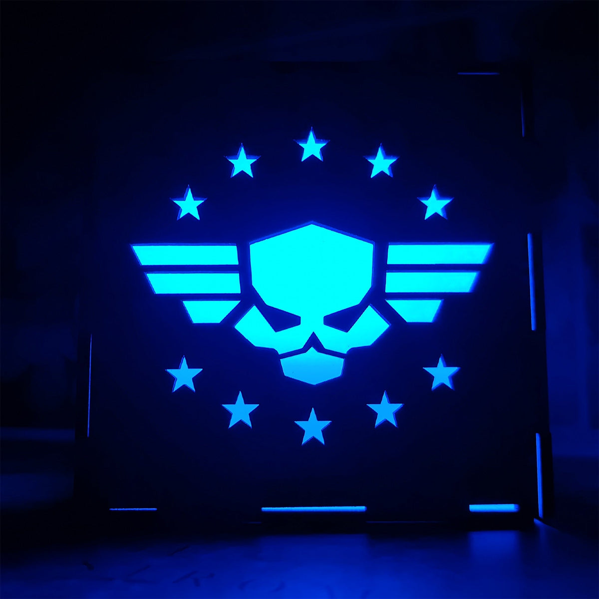 Winged Skull Badge Wood Cube Light Desk Decor - Tophatter Daily Deals