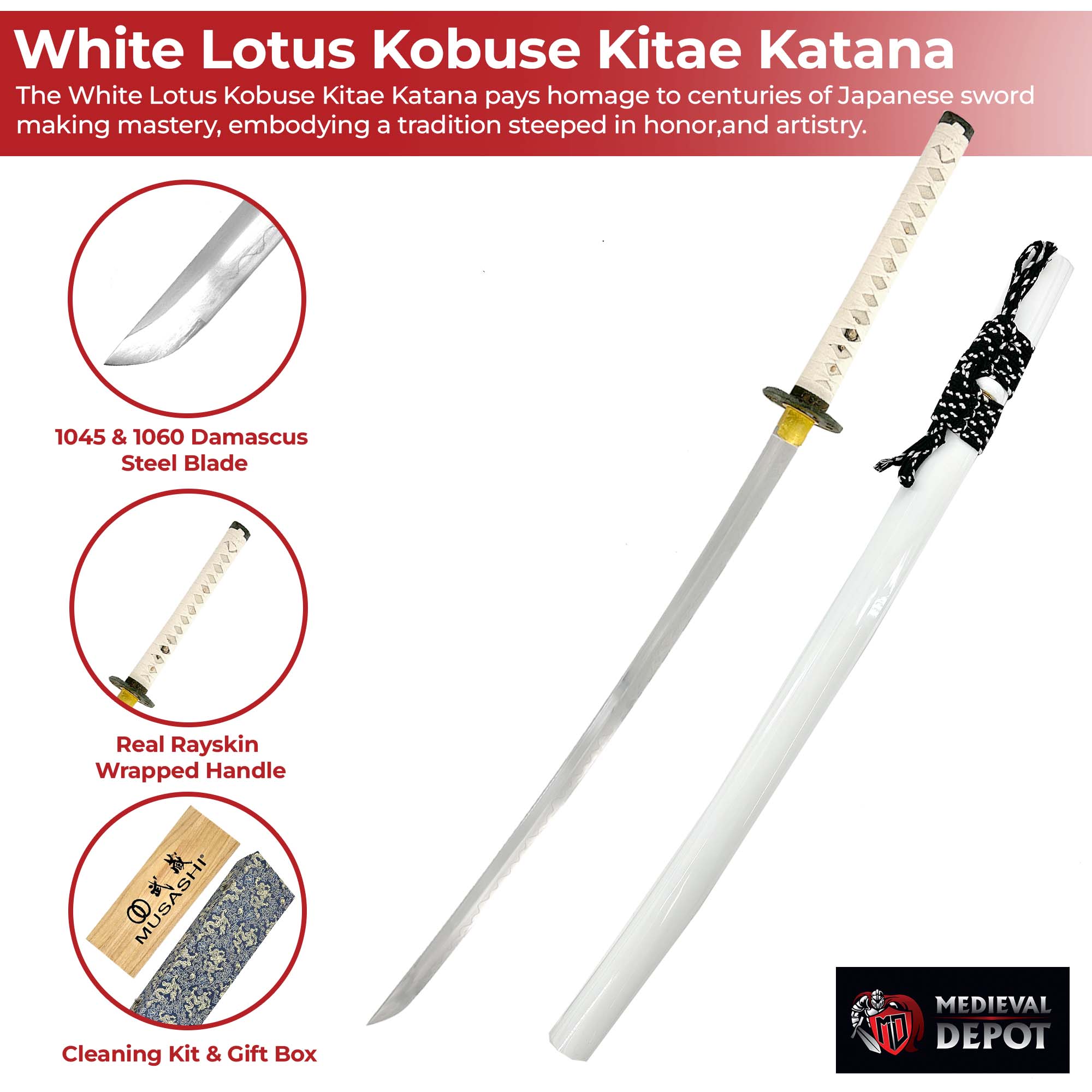 White Lotus Kobuse-Kitae Katana Swords - Tophatter Daily Deals