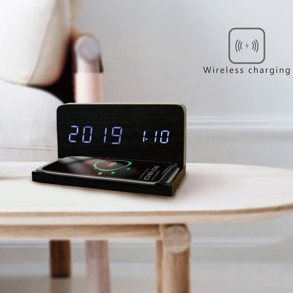 Persona Wi-150 Wireless Charging Wood Clock Phone Charger - Tophatter Daily Deals