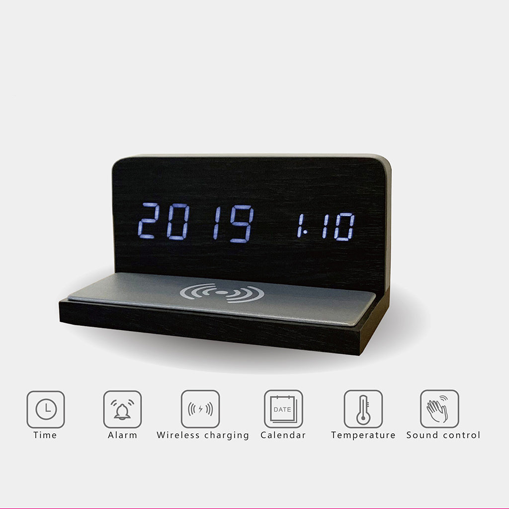 Persona Wi-150 Wireless Charging Wood Clock Phone Charger - Tophatter Daily Deals