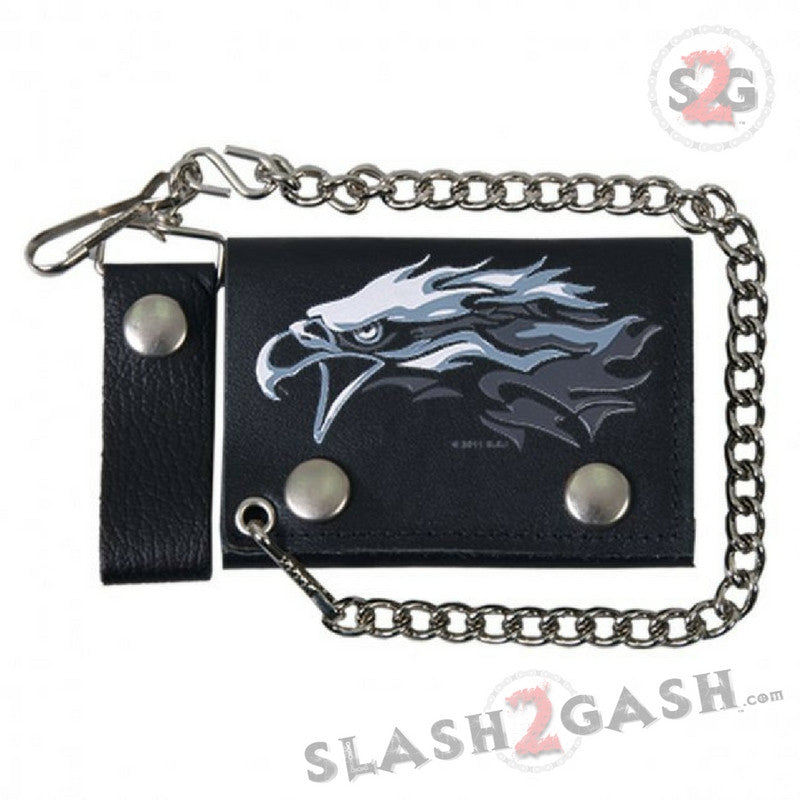 Hot Leathers Tribal Eagle Leather Wallet w/ Chain American Made USA Wallet - Tophatter Daily Deals