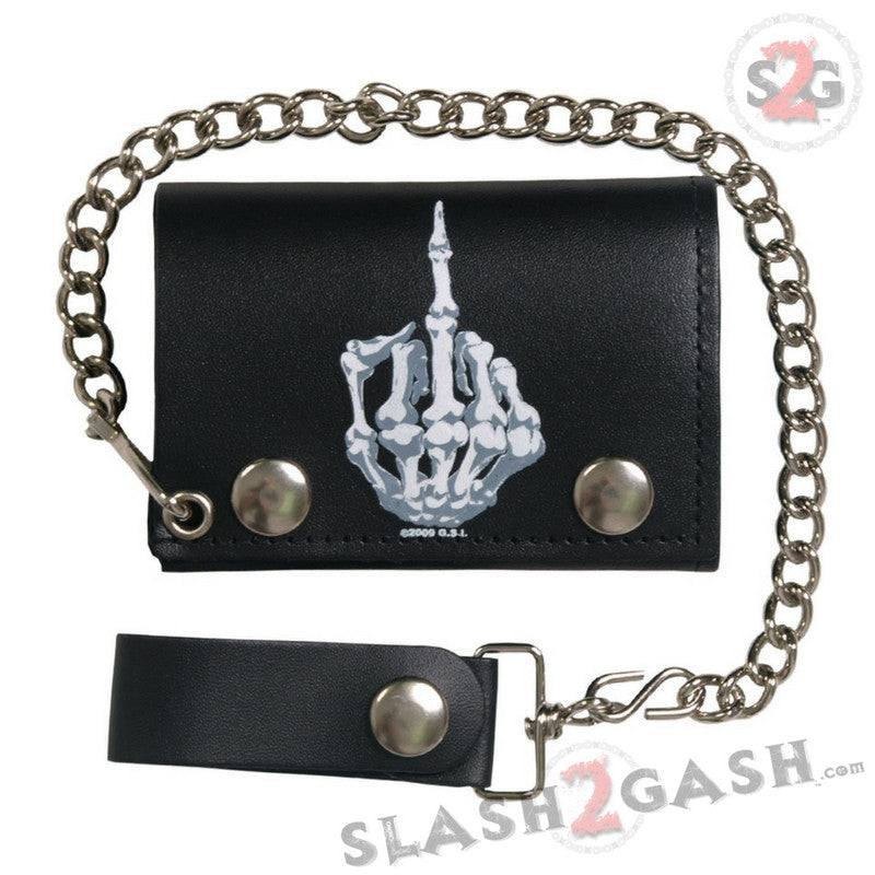 Hot Leathers Skeleton Finger Leather Wallet w/ Chain American Made USA Wallet - Tophatter Daily Deals