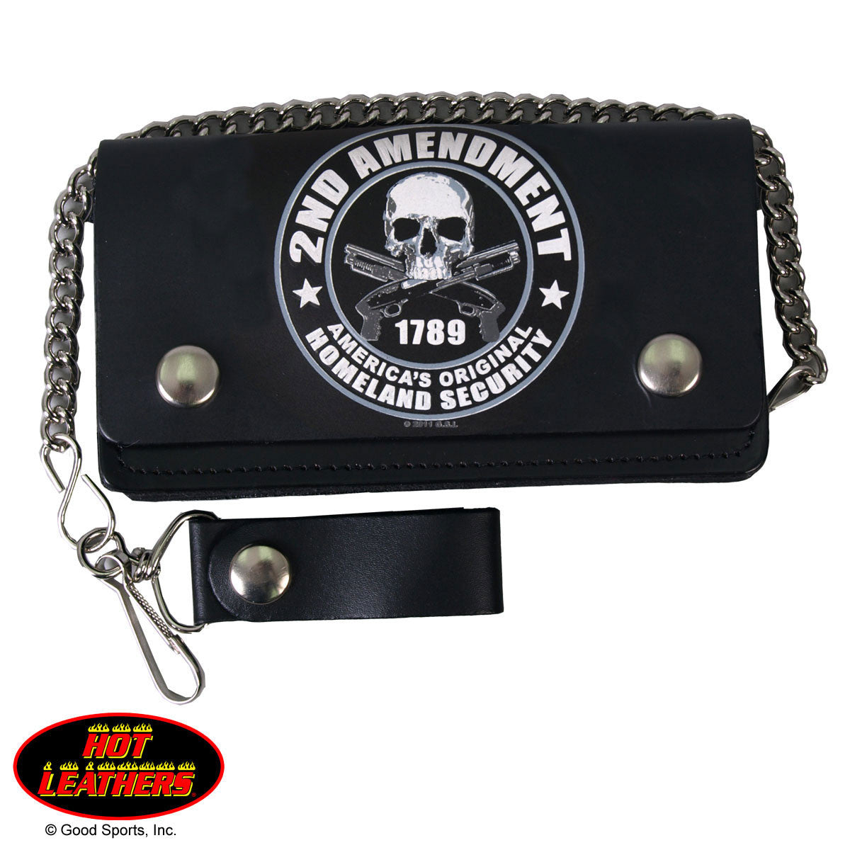 Hot Leathers 2nd Amendment Bi-fold Wallet w/ Chain American Made USA Wallet - Tophatter Daily Deals