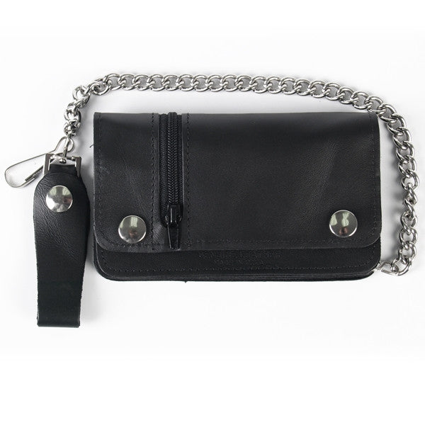 Hot Leathers 5 Pocket Bifold Chain Wallet w/Zip Pocket American Made USA Wallet - Tophatter Daily Deals