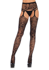 Floral Lace Stockings with Waist Garterbelt Black – One Size Lingerie > Clothes > Hosiery > Garterbelt Sets - Tophatter Daily Deals