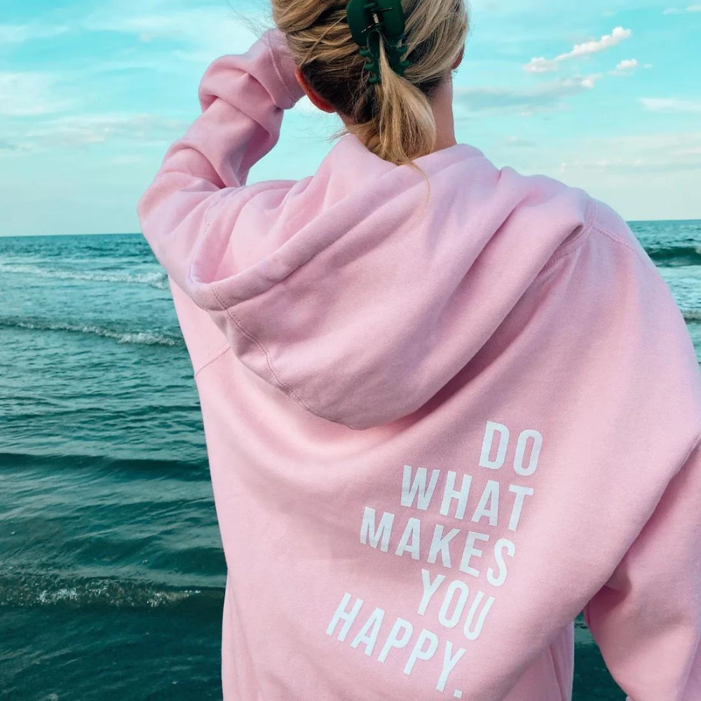 Lightweight Women’s Hoodie - Pullover Text Back, Knit Pastel Pink - Tophatter Daily Deals