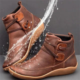Waterproof Cozy Women's Ankle Boots - Slip On Leather, Rain Brown - Tophatter Daily Deals