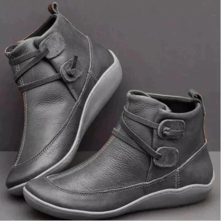 Waterproof Cozy Women's Ankle Boots - Slip On Leather, Rain Gray - Tophatter Daily Deals