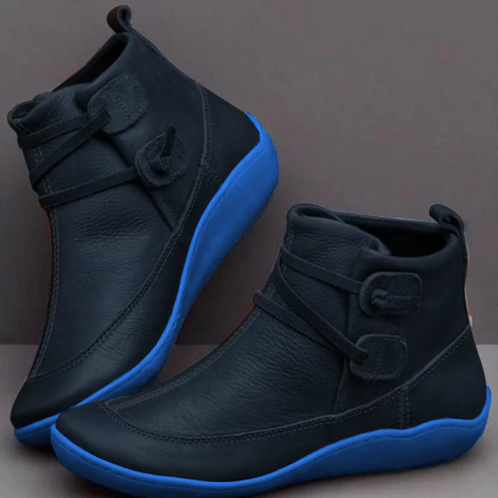 Waterproof Cozy Women's Ankle Boots - Slip On Leather, Rain Blue - Tophatter Daily Deals