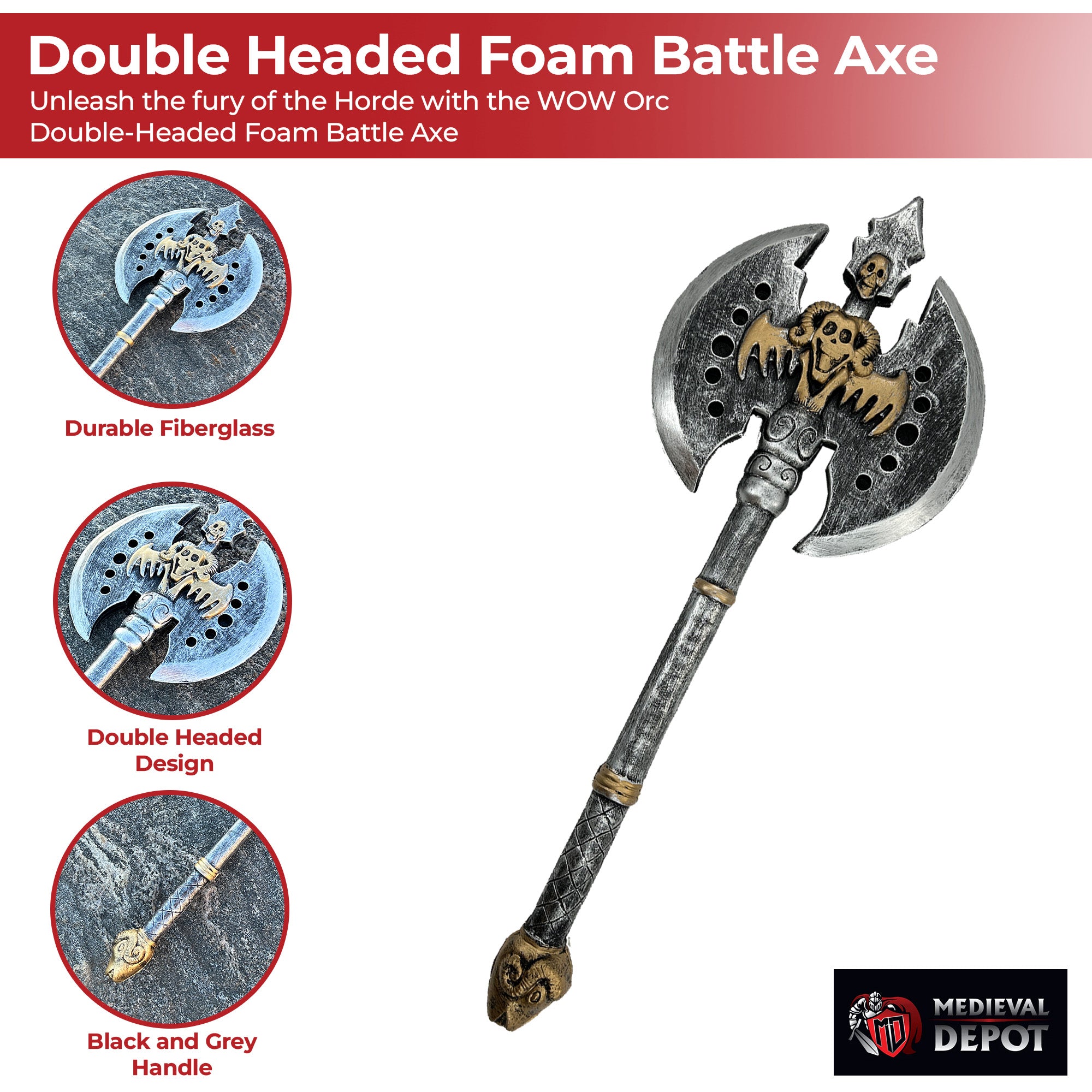 WOW Orc Double-Headed Foam Battle Axe Foam Products - Tophatter Daily Deals