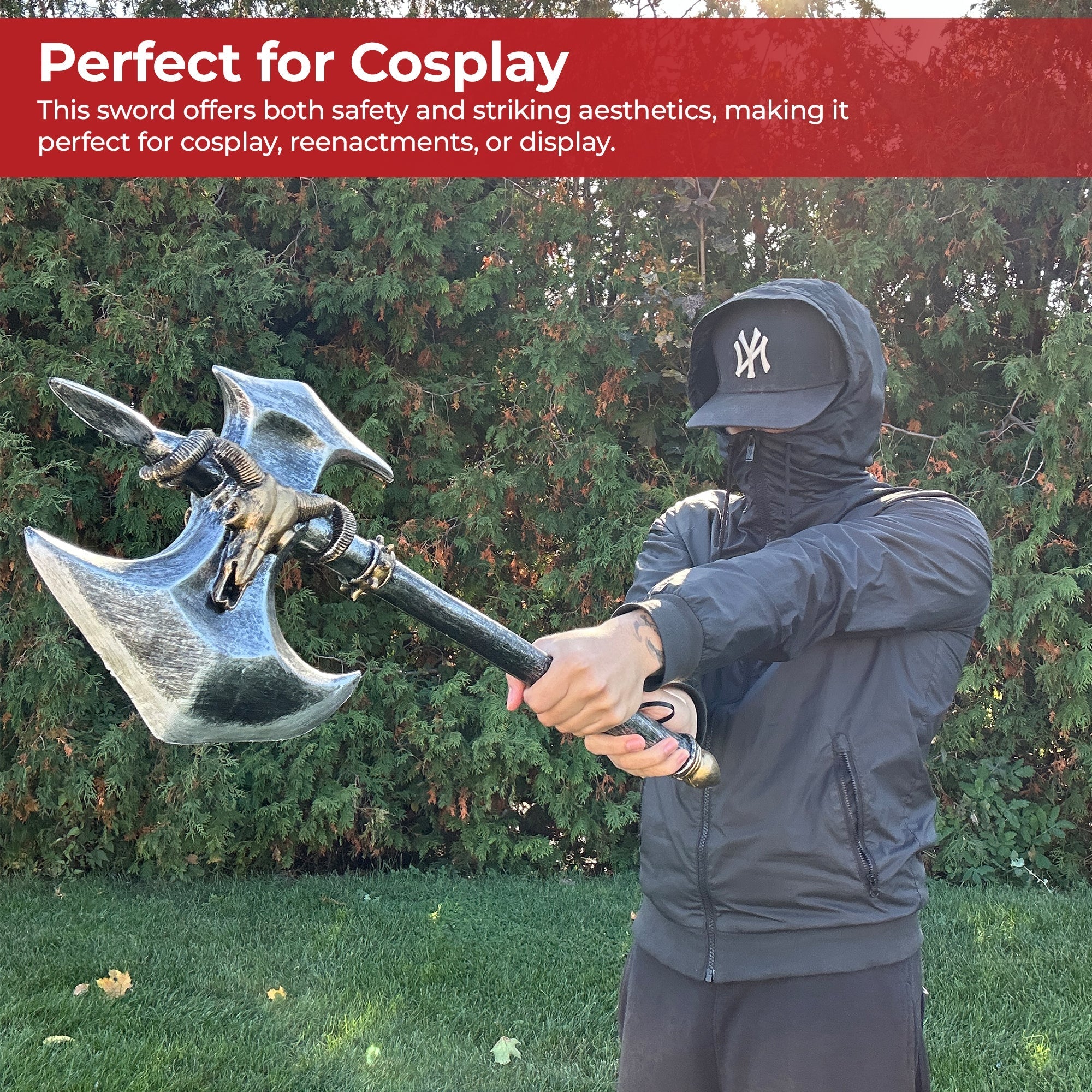 WOW Orc Inspired Double Headed Foam Battle Axe Foam Products - Tophatter Daily Deals