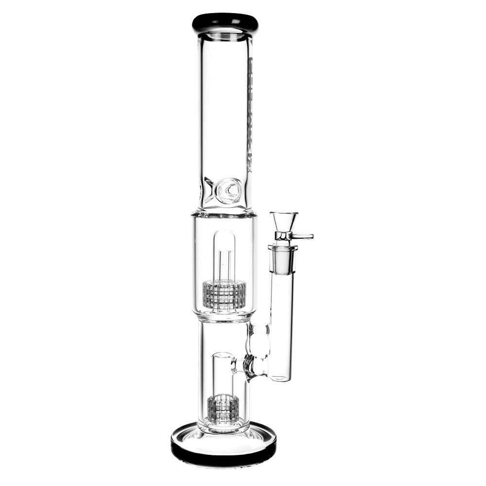 Tophatter's Inc. Double Stereo Matrix Bong Opaque Black Glass Bongs - Tophatter Daily Deals