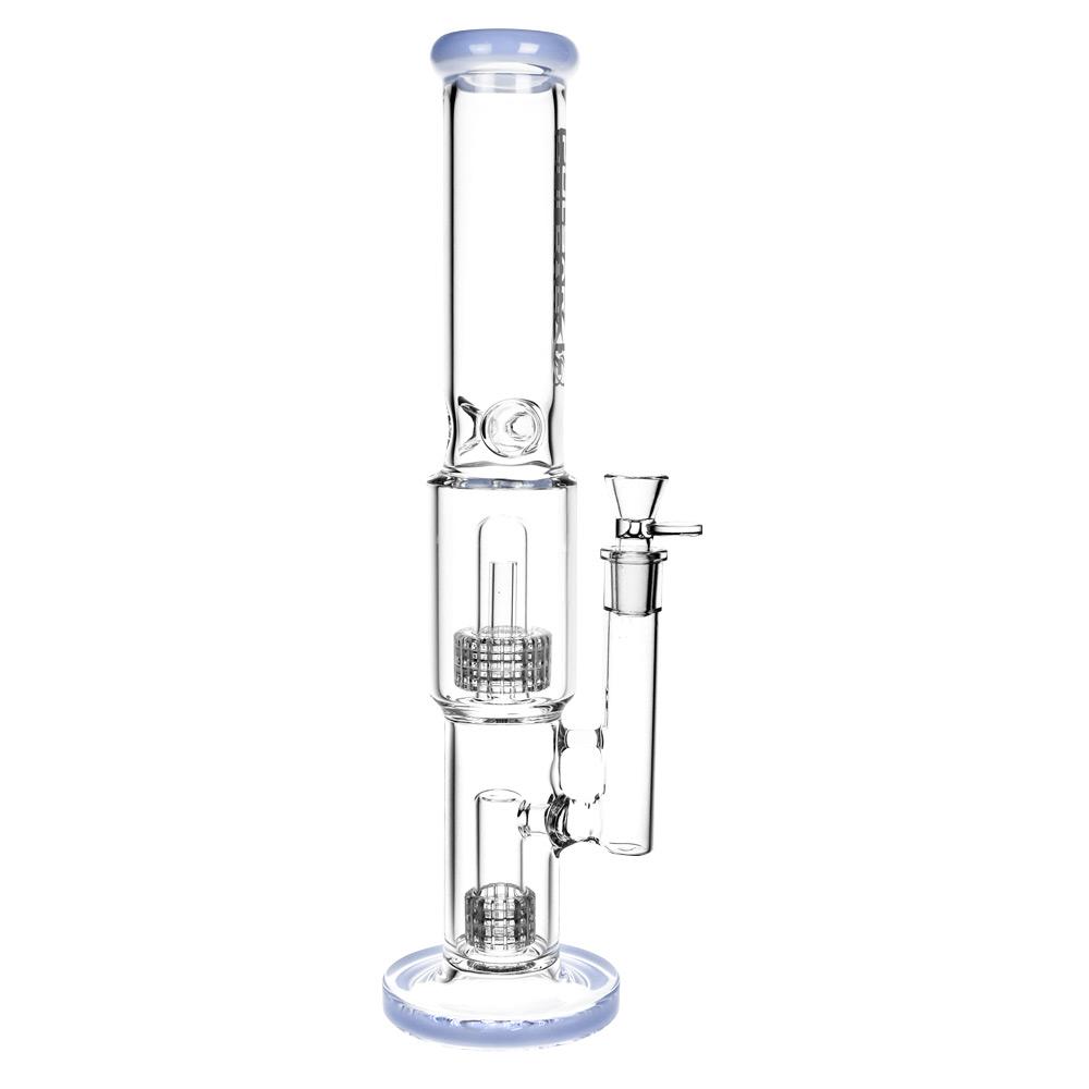 Tophatter's Inc. Double Stereo Matrix Bong Opaque Light Blue Glass Bongs - Tophatter Daily Deals