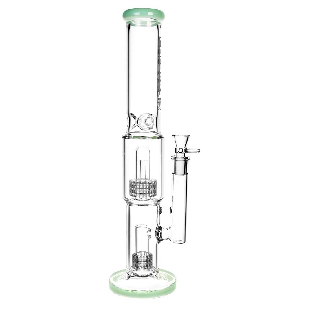 Tophatter's Inc. Double Stereo Matrix Bong Opaque Green Glass Bongs - Tophatter Daily Deals