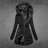 Warm Women's Quilted Jacket - Mid Thigh, Faux Fur Lined Black - Tophatter Daily Deals