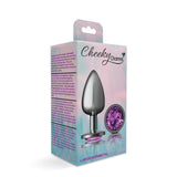 Cheeky Charms Gunmetal Round Butt Plug with Purple Jewel Large > Anal Range > Jewel Butt Plugs - Tophatter Daily Deals