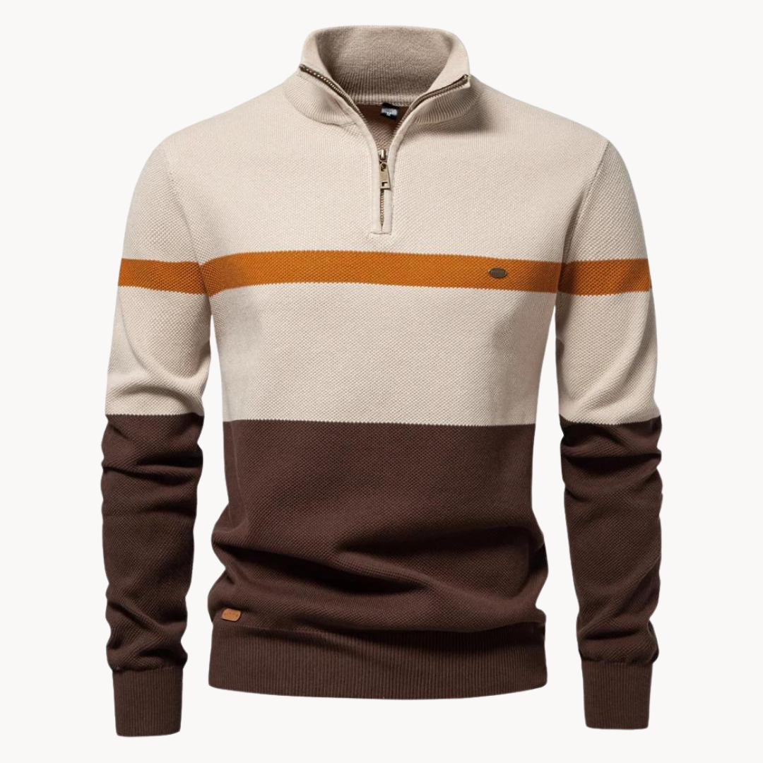 Soft Classic Men's Pullover - Half Zip, Cotton, Casual Khaki - Tophatter Daily Deals