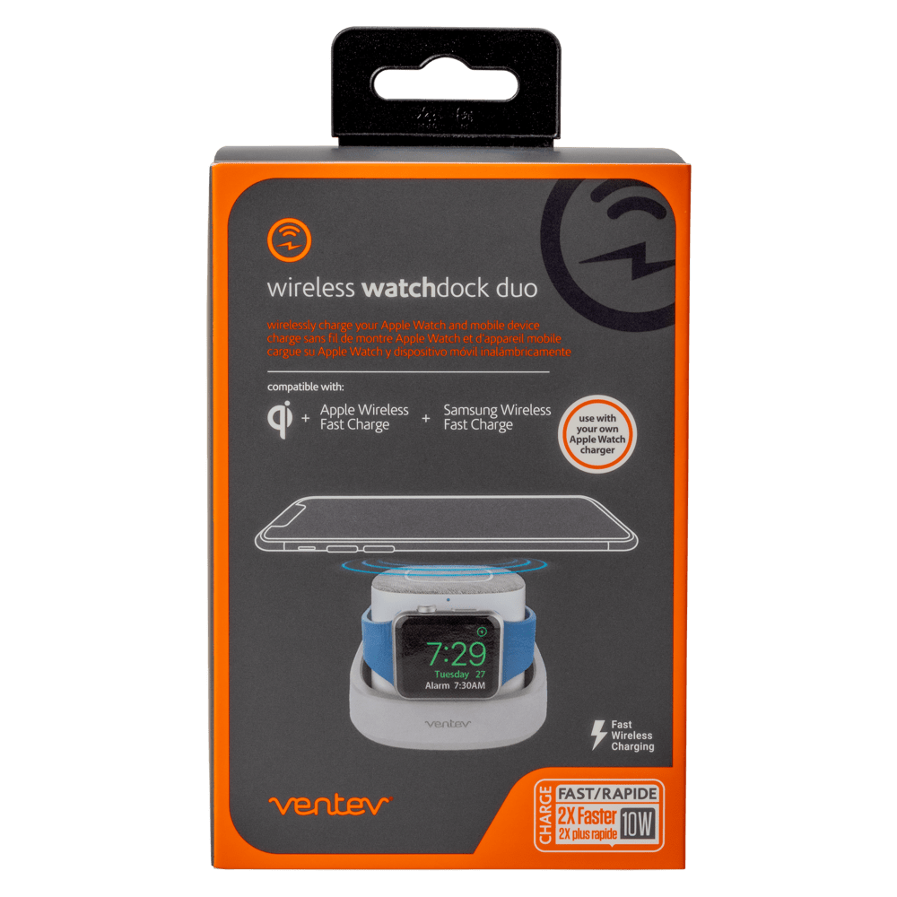 Ventev wireless watchdock duo 10W - Grey/White Charging Pad - Tophatter Daily Deals