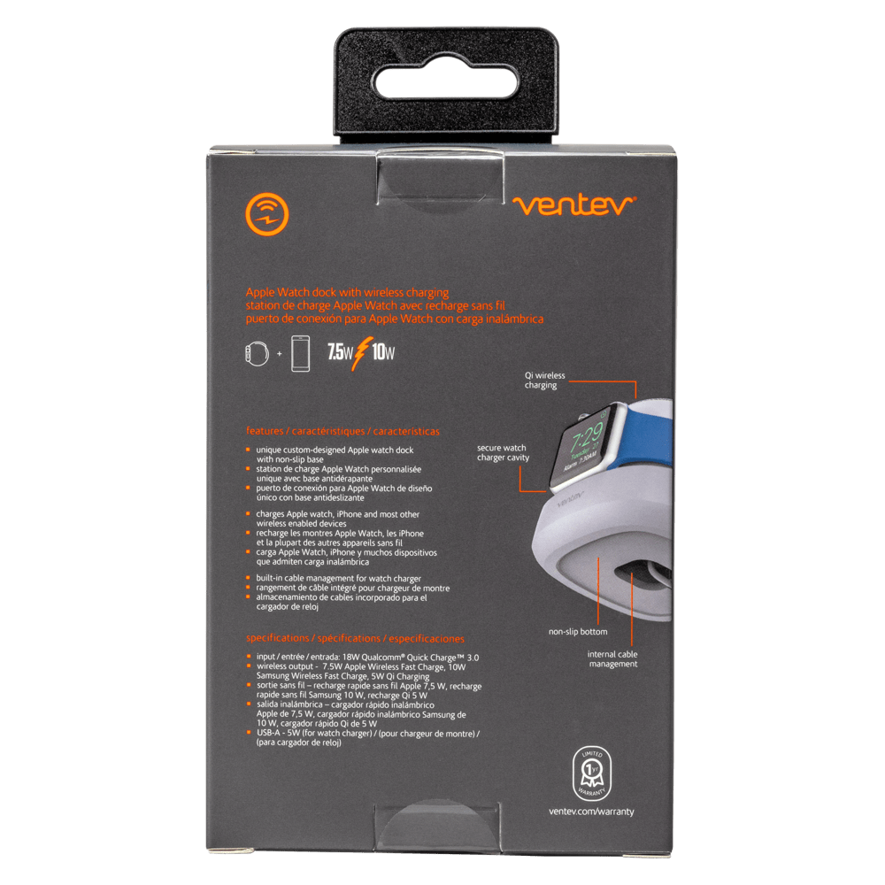 Ventev wireless watchdock duo 10W - Grey/White Charging Pad - Tophatter Daily Deals
