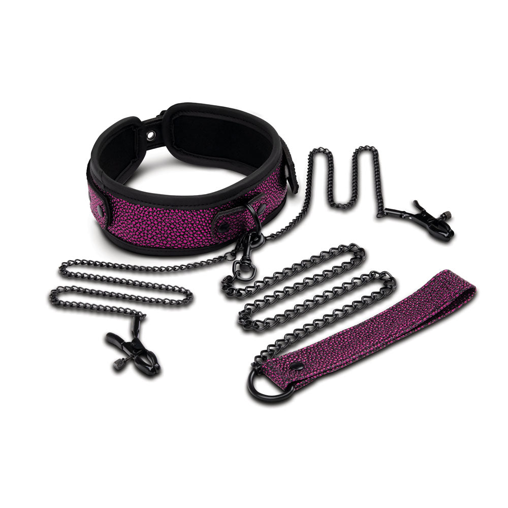 WhipSmart Dragons Lair (Black) – Collar, Leash, and Nipple Clips BDSM Restraints Set > Bondage Gear > Collars & Leashes - Tophatter Daily Deals