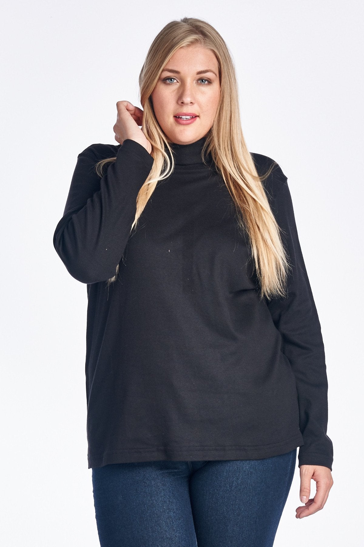 Women's Plus Size Long Sleeve Turtleneck Top Black Plus Size / Tops - Tophatter Daily Deals