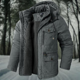 Waterproof Men Parka - Mid Thigh Hooded, Fleece Lined Gray - Tophatter Daily Deals