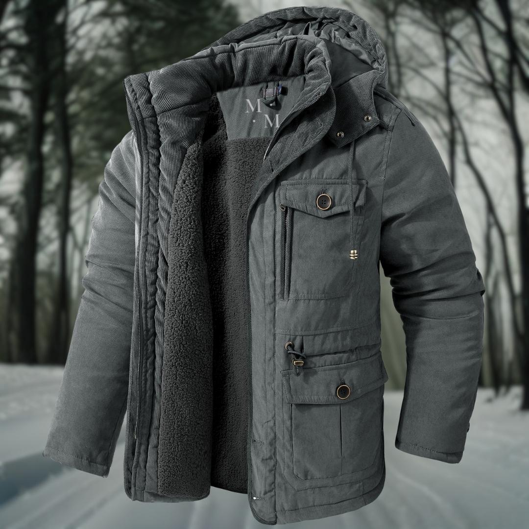 Waterproof Men Parka - Mid Thigh Hooded, Fleece Lined Gray - Tophatter Daily Deals