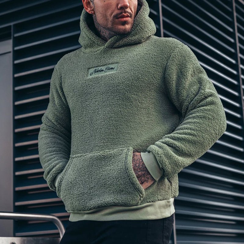 Insulating Mens Hooded Pullover - Sherpa Fleece, Casual Green - Tophatter Daily Deals