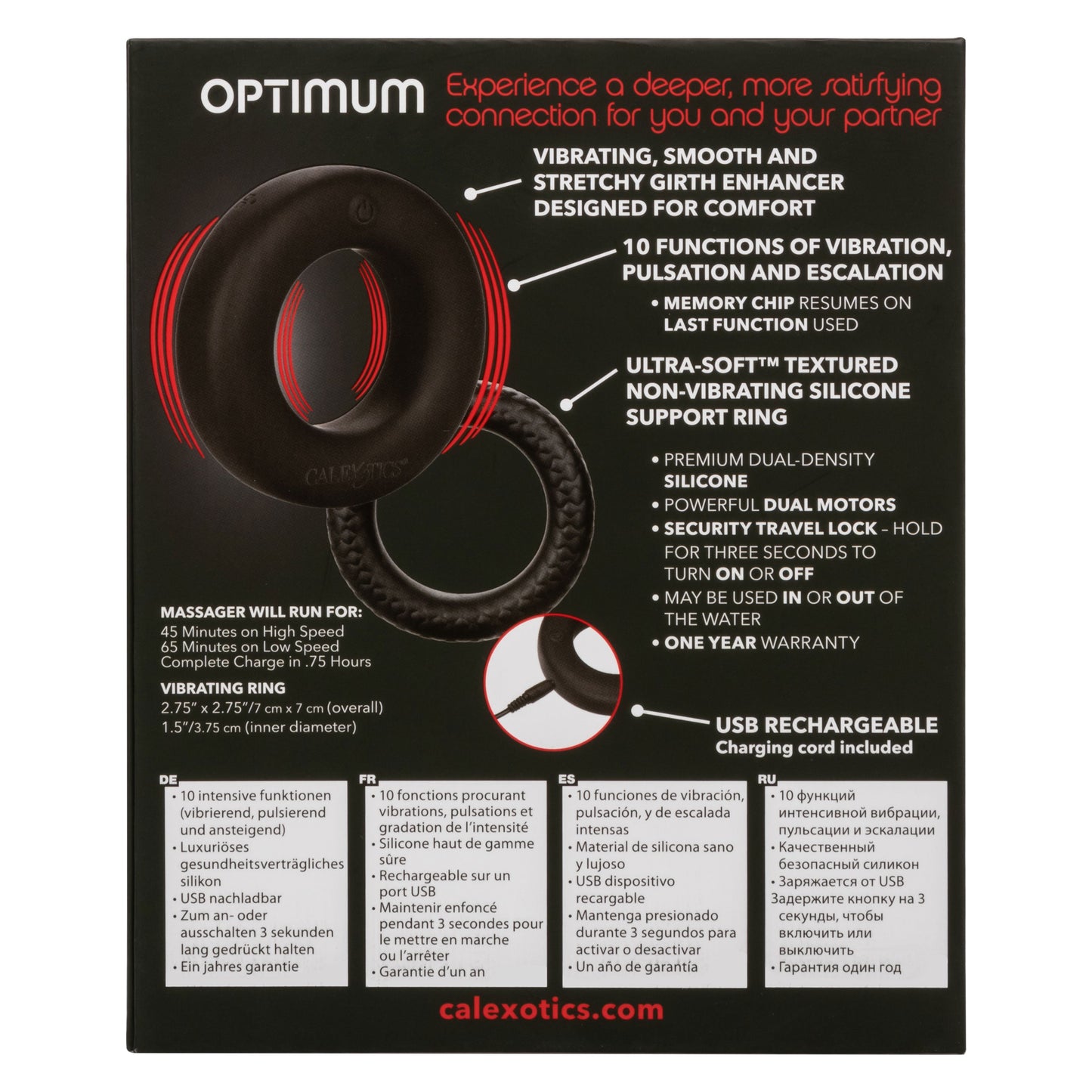 Link Up Optimum Black Dual-Density Silicone Vibrating Enhancer and Ultra-Soft Textured Support Ring > Cock Ring > Vibrating - Tophatter Daily Deals