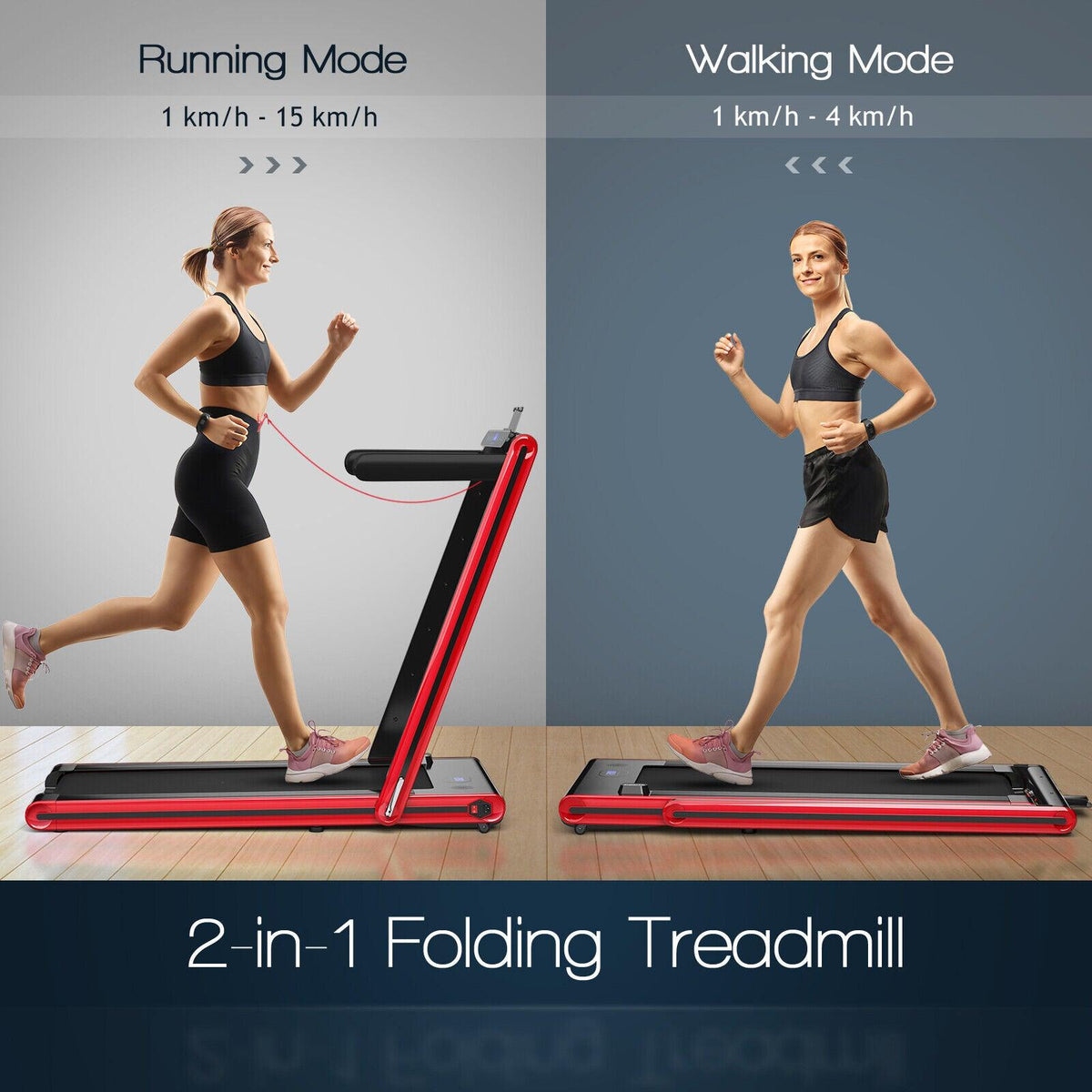 Under Desk Treadmill UK - 2-in-1 Folding Walking Treadmill With Dual Led Display Exercise & Fitness - Tophatter Daily Deals