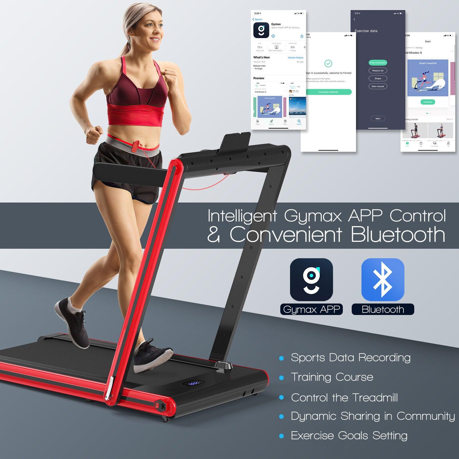 Under Desk Treadmill UK - 2-in-1 Folding Walking Treadmill With Dual Led Display Exercise & Fitness - Tophatter Daily Deals