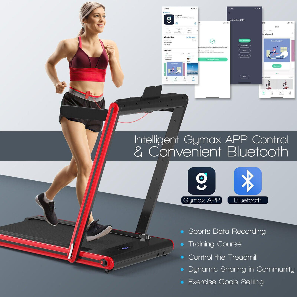 Under Desk Treadmill UK - 2-in-1 Folding Walking Treadmill With Dual Led Display Exercise & Fitness - Tophatter Daily Deals