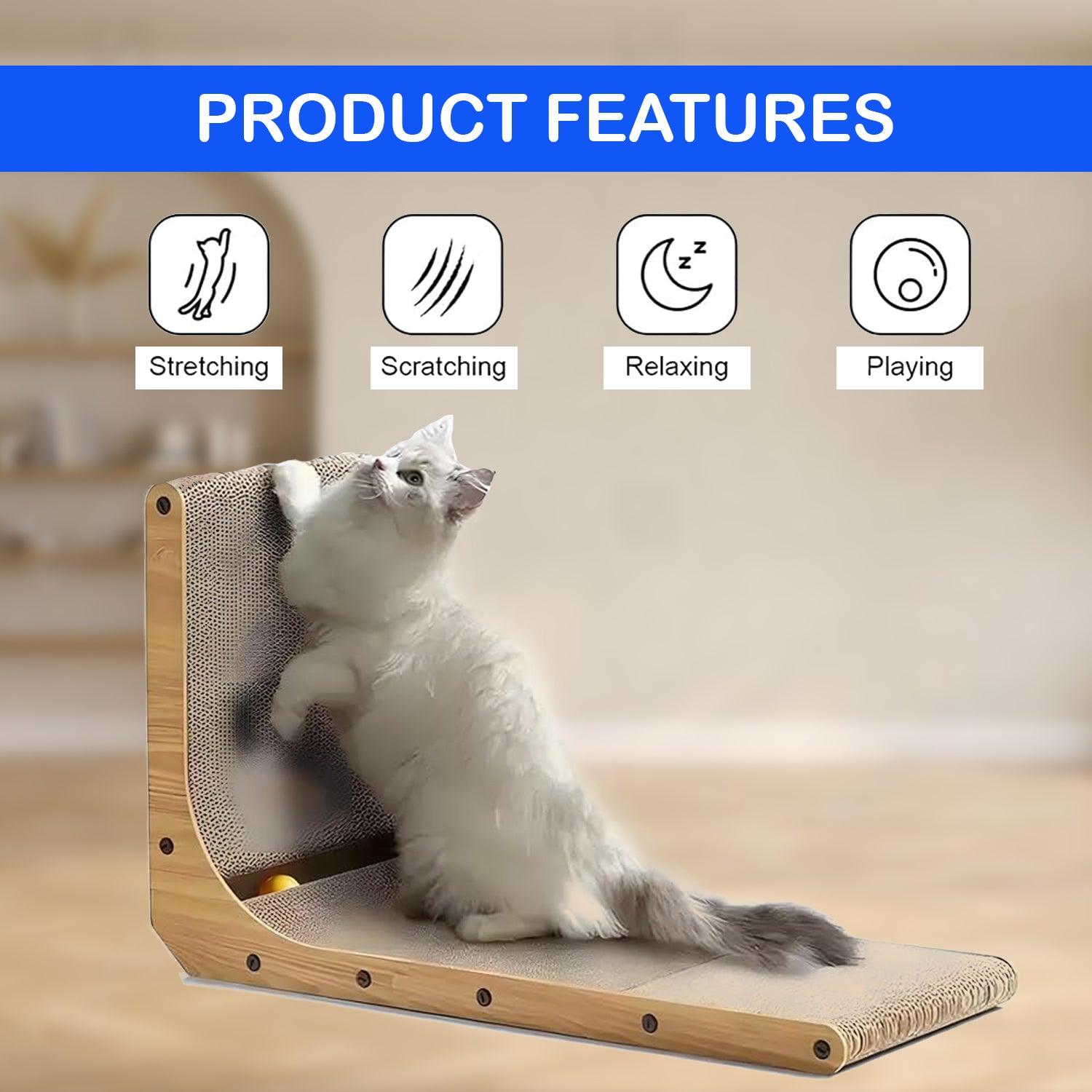 Cat Scratcher Pad - 70 cm L-shaped Wall-mounted Scratch Pad Cardboard Scratching Sur Pet Products - Tophatter Daily Deals