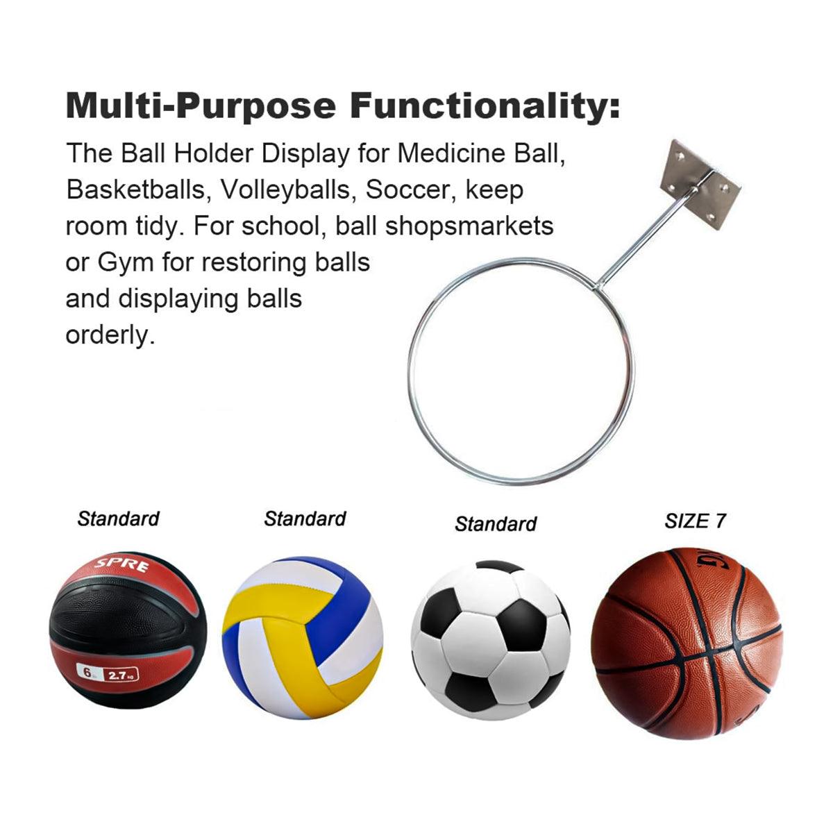 Ball Holder for Wall - 4X Wall Mount Ball Holder Football Storage Rack Basketball Display Sport Sports & Outdoor - Tophatter Daily Deals