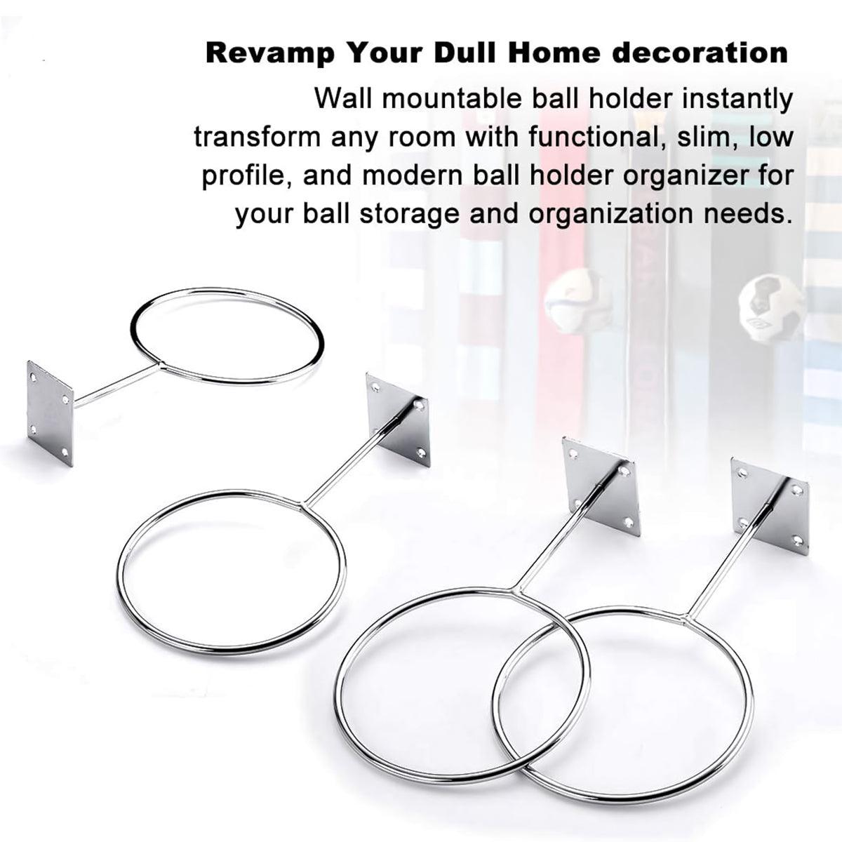 Ball Holder for Wall - 4X Wall Mount Ball Holder Football Storage Rack Basketball Display Sport Sports & Outdoor - Tophatter Daily Deals